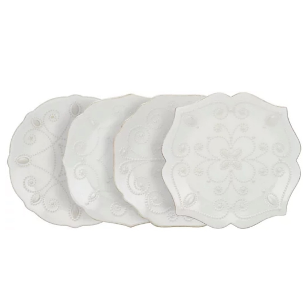 Lenox French Perle Set of 4 Assorted Plates - white